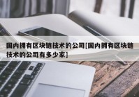 国内拥有区块链技术的公司[国内拥有区块链技术的公司有多少家]